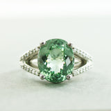 Platinum Green Tourmaline and Diamond ring