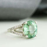 Platinum Green Tourmaline and Diamond ring