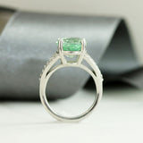 Platinum Green Tourmaline and Diamond ring