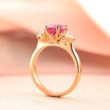 18ct Rose Gold Oval Pink Tourmaline & Diamonds 3 Stone