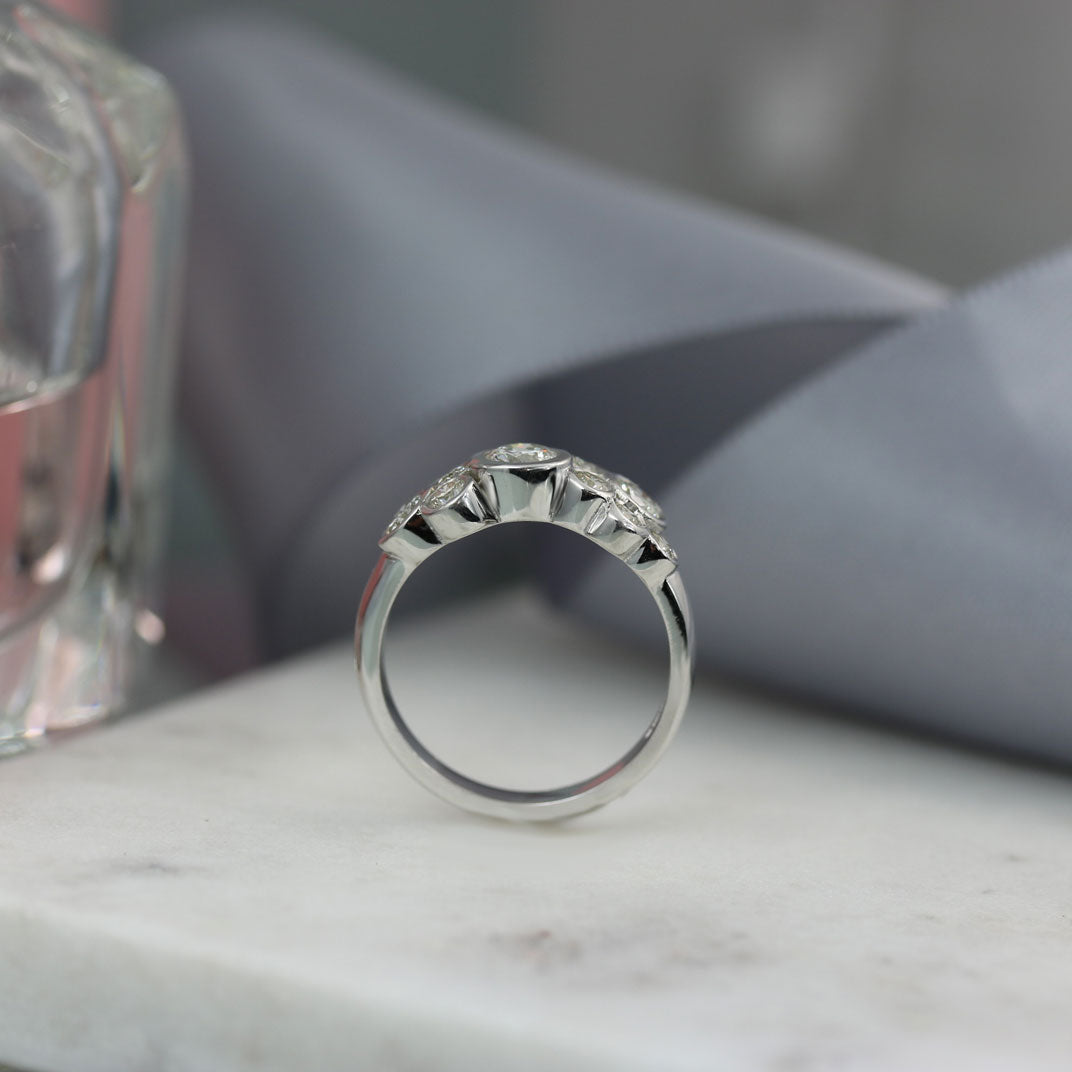 9ct White Gold Diamond Bubble Ring