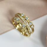 18ct Yellow Gold Bubble Ring with a Pavé Set Middle Row