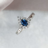 18ct White Gold Sapphire & Diamond Ring Cluster