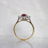 18ct Yellow Gold Ruby & Diamond 3 Stone