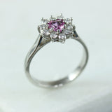 18ct Gold Heart Shape Pink Sapphire & Diamond Ring