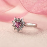 18ct Gold Heart Shape Pink Sapphire & Diamond Ring