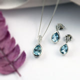 9ct White Gold Aquamarine & Diamond Earrings