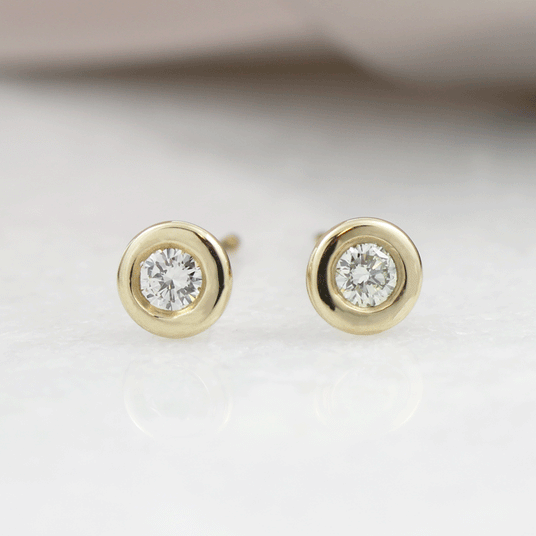 9ct Yellow Gold Diamond Stud Earrings