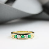 9ct Yellow Gold Emerald & Diamond Ring