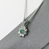 18ct Gold Emerald & Diamond Cluster Pendant