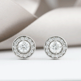 18ct White Gold Diamond Cluster Halo Stud Earrings 1.04ct