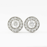 18ct White Gold Diamond Cluster Halo Stud Earrings 1.04ct