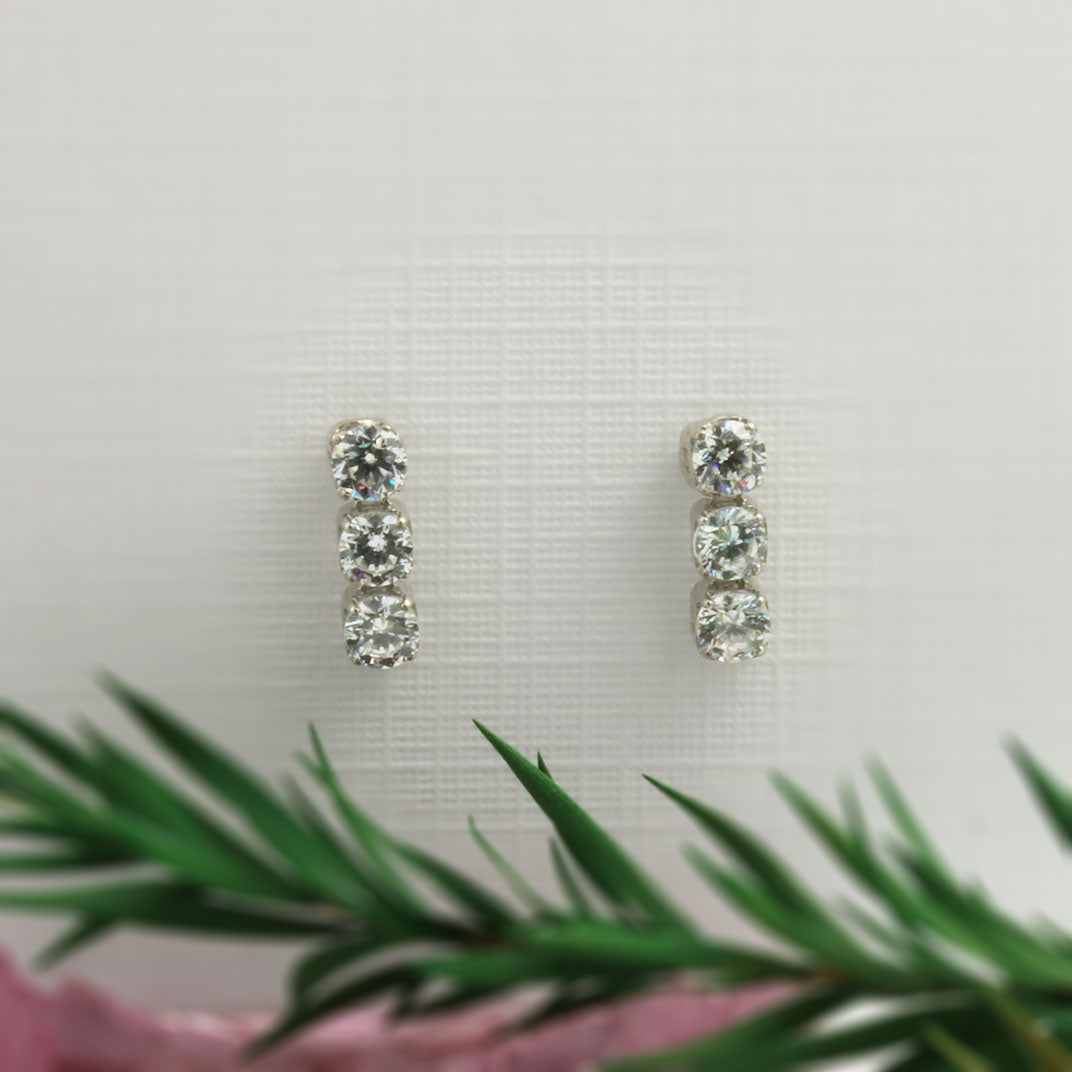 Silver CZ Drop Earrings