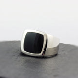 Silver Chunky Large Black Signet Ring