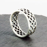 Silver Ring With Oxidized Pierced Out Pattern