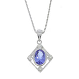 9ct White Gold Tanzanite & Diamond Pendant