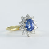 18ct Yellow Gold Sapphire & Diamond Cluster Ring