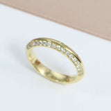 18ct Yellow Gold Chamfered Edge Diamond Pave Set Ring 0.54ct