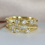 18ct Yellow Gold Bubble Ring with a Pavé Set Middle Row