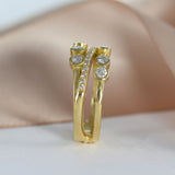 18ct Yellow Gold Bubble Ring with a Pavé Set Middle Row