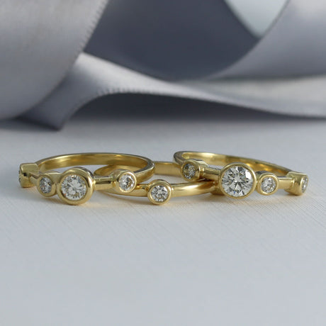 18ct Yellow Gold Diamond Bubble Ring (3 seperate rings) 1.39ct