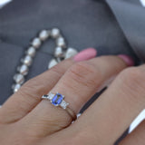 Platinum Sapphire & Diamond Three Stone Ring