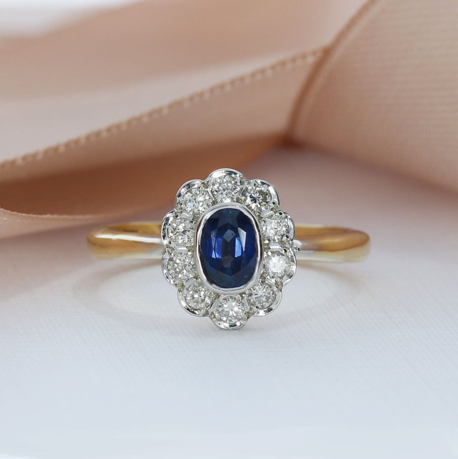 Oval flower sale engagement ring