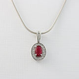 18ct Gold Ruby & Diamond Pendant On Curb Chain