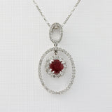 18ct Gold Fancy Ruby & Diamond Pendant with Diamond Halo