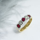 18ct Yellow & White Gold Ruby & Diamond 5 Stone Ring