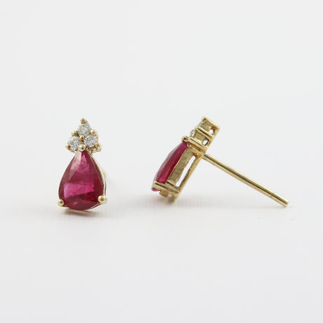 9ct Gold Ruby and Diamond Stud Earrings