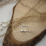 Silver Narrow Hammered Effect Ring