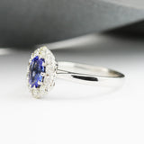 18ct White Gold Oval Tanzanite & Diamond Cluster