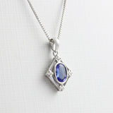 9ct White Gold Tanzanite & Diamond Pendant