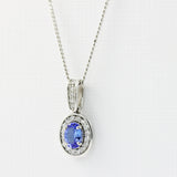 18ct Gold Tanzanite and Diamond Oval Pendant