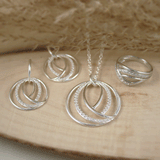 Silver Fancy Open Circle Pendant Set with Cubic Zirconia