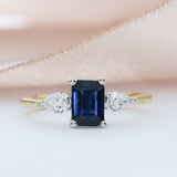 18ct Yellow Gold & Platinum Sapphire Diamond Ring