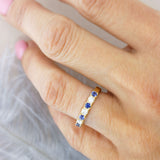 9ct Yellow Gold Sapphire and Diamond Claw Set Eternity Ring