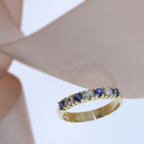 9ct Yellow Gold Sapphire and Diamond Claw Set Eternity Ring