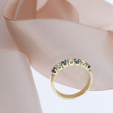 9ct Yellow Gold Sapphire and Diamond Claw Set Eternity Ring