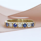 9ct Yellow Gold Sapphire and Diamond Claw Set Eternity Ring