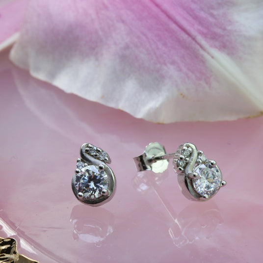 Silver Cubic Zirconia Stud Earrings