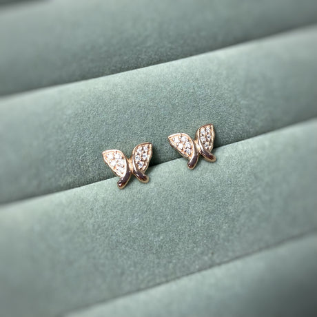 Silver & Rose Gold Butterfly Earrings