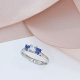 CERTIFIED Platinum Sapphire & Diamond Three Stone Ring