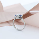 CERTIFIED Platinum Sapphire & Diamond Three Stone Ring