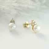 9ct Yellow Gold Pearl & Diamond Earrings 0.14ct