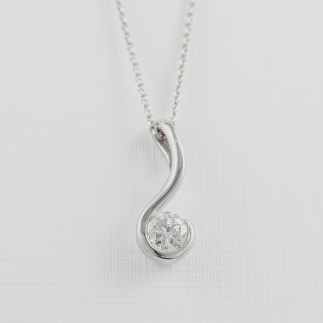 18ct White Gold Drop Pendant on a 9ct Chain 0.47ct